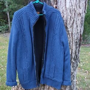 Outdoor Life Men's Zip Up Blue Sweater